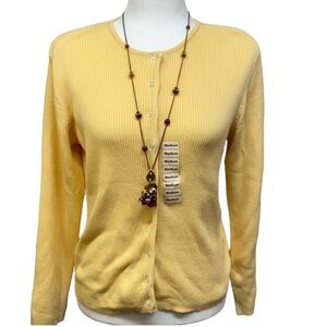 Ribbed Cardigan In Yellow